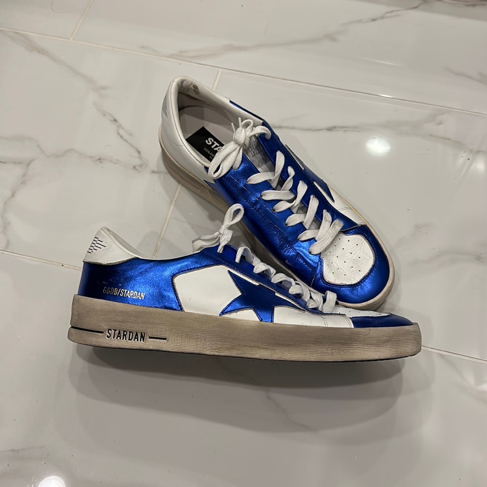 Golden Goose Stardan metallic blue sneakers sz 42 - Picture 1 of 6